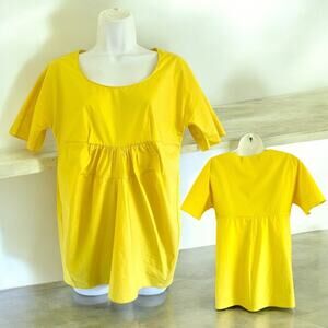 MARNI Summer YELLOW SHORT SLEEVED CREW NECK COATED POPLINBLOUSE $500